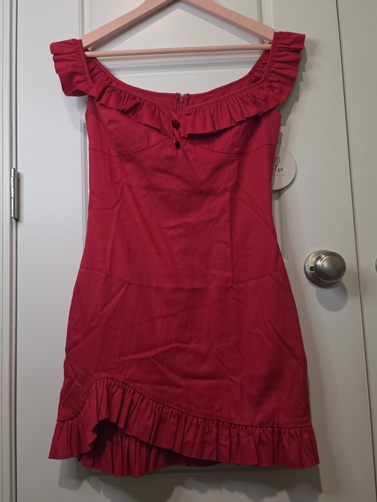 Princess Polly Dresses & Skirts - Princess Polly Fig Ruffle Mini Dress Red